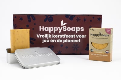 HappySoaps Kerst Cadeau Giftbox - Body Wash Bar & Reisblikje – Plasticvrij