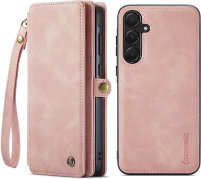 CaseMania Bookcase hoesje geschikt voor Samsung Galaxy A36 - Effen Roze - Kunstleer - Portemonnee met 10 Vakjes voor Pasjes, Cash & Ritsvakje