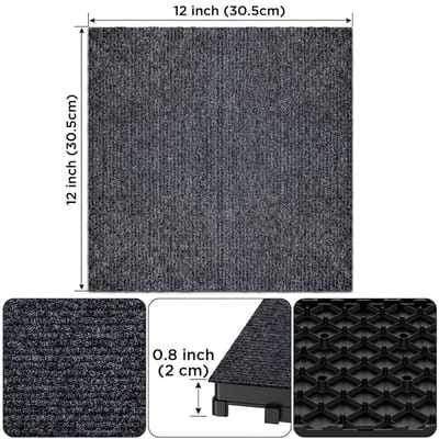 Kliktegels Balkon - Tapijttegels Buiten - Terrastegels Tapijt-Buitentegels - Kliksysteem - Zacht - Weerbestendig - Veilig - Balkon - 30x30 cm - 36 Stuks - Grijs