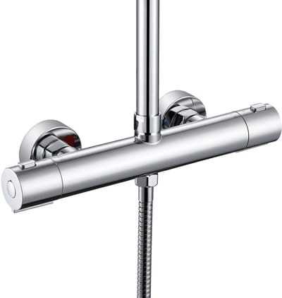 Auralum Max Thermostatische Douchekraan - Douchemengkraan met 2 Uitgangen - 150 mm hartafstand - met 38°C Veiligheidsknop - Waterbesparend - Chroom