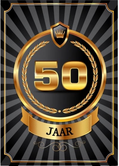 Bellatio Decorations verjaardag deurposter - 50 jaar - goud - abraham/sarah - 59 x 42 cm - leeftijd feestartikelen