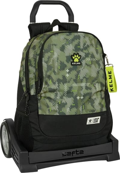 Schoolrugzak met Wielen Kelme Travel Zwart Groen 32 x 44 x 16 cm