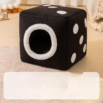 Niche de type maison pour l'automne et l'hiver, lit chaud et fermé pour chien et chat, niche pour petit chien, tapis pour chat S- 46*46*46cm black