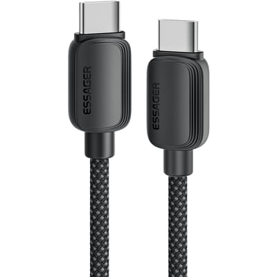 Essager 100W Gewoven Smartphone en Laptop USB-C naar USB-C Kabel Zwart 3m