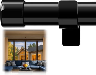 Gordijnstangen voor ramen 66 tot 120 inch - 144 inch gordijnroeden set met verstelbare beugels, roestvrijstalen enkele gordijnstangen voor badkamer, slaapkamer, keukenraam, schuifdeur - zwart
