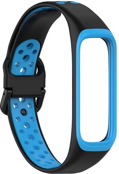 By Qubix - smartwatch bandje - Compatible Samsung bandje - Siliconen band 2 kleurig - Zwart / blauw - Geschikt voor Samsung Galaxy Fit 2
