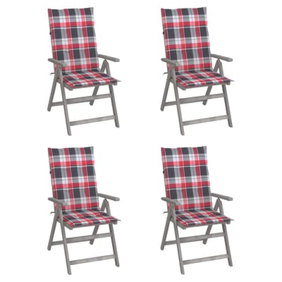 vidaXL - Tuinstoelen - 4 - st - verstelbaar - met - kussens - massief - acaciahout