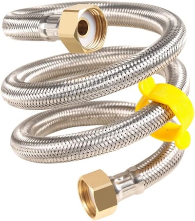 40CM RVS Gevlochten Slang Flexibele Waterleiding, G 1/2" x G 1/2", Voor Keuken en Badkamer (Set van 2)