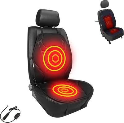 KZQ 2 pc Autostoel Verwarming Warmtekussen Stoelverwarmer 12V voor Auto Truck SUV Bestelwagen 3 Warmteniveaus Volledige Rug en Zitverwarming Zwart Universele Pasvorm