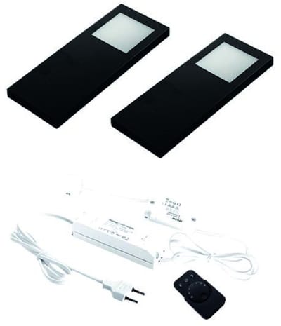 Hera Slim-Pad-F LED set van 2 spots met dimmer 24V zwart LVSET2SPFDZ