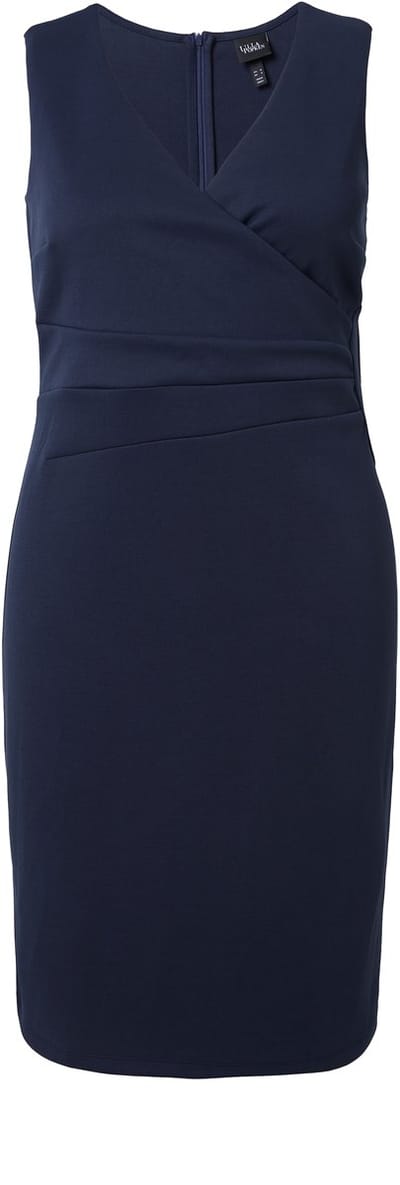 Ulla Popken - Dames - Scuba jurk mouwloos gedrapeerd - Marine - Maat 50