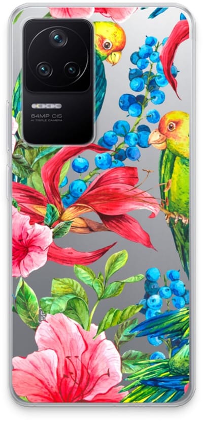 Case Company® - Hoesje geschikt voor Xiaomi Poco F4 hoesje - Papegaaien - Soft Cover Telefoonhoesje - Bescherming aan alle Kanten en Schermrand
