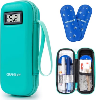 Insuline koeltas met 2 TSA gekoelde batterijen, mini medicijn koeler voor reizen, geïsoleerde tas voor diabetes, insuline en andere medicatie accessoires, compact en handig voor onderweg