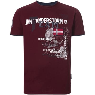 Jan Vanderstorm herren T-Shirt - 52/54 - donkerrood - Plus Size