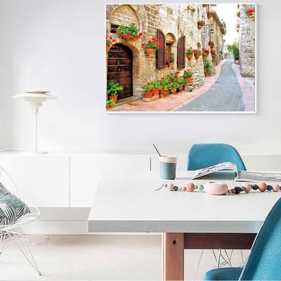 Borduurdiamant Mozaïeksteek Diamantschilderij Volledige Ronde Schilderachtige Foto Strass Home Decor 20X30CM beige