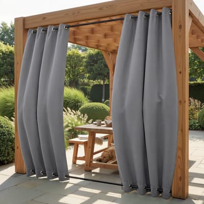 Dailygoods- Buitengordijnen Waterdicht - Windbestendige Blackout Gordijnen - Voor Terras/Balkon/Tuin - 132B x 213H cm (2 Panelen) - Hoogwaardig Materiaal - Tuingordijnen