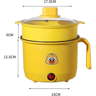 Marmite électrique cuisinière antiadhésive avec cuiseur vapeur EU jaune