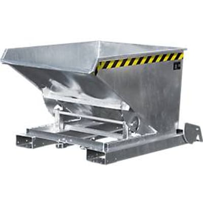 Automatische kantelbak Bauer type 4A 600, 3 ontgrendelingspunten, afrolsysteem, capaciteit 0,6 m³, tot 1000 kg, gegalvaniseerd