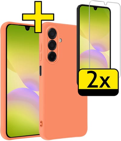 Hoesje - Met 2x Screenprotector - Geschikt voor Samsung Galaxy A26 - Sterk & Shockproof - Back Cover - Siliconen Case - Telefoon Hoes - Telefoonhoesjes - Perzik