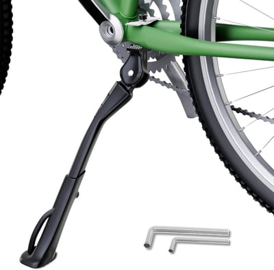 Famanu - Verstelbare middenstandaard voor volwassen fietsen, stevige aluminium fietsstandaard, antislip ontwerp voor MTB, e-bike en racefiets – Zwart
