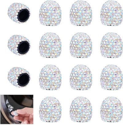 16 Stuks Sprankelende Kristal Ventieldoppen voor Auto's, SUV's, Motorfietsen en Fietsen - Bling Accessoires voor Auto Bandventielen, Crystal AB Decoratie