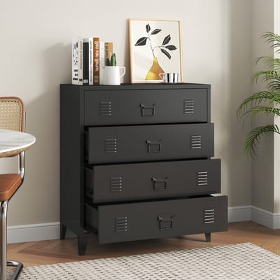 Ladekast Hämeenlinna commode met lades 92x80x40 cm zwart [en.casa]