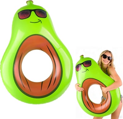 Opblaasbare avocado zwemband 110 cm, Avocado zwembadvlotter, Drijvend waterspeelgoed voor kinderen en volwassenen