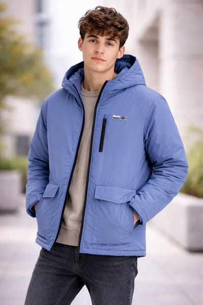 Bench heren winterjas met capuchon – blauw – maat L