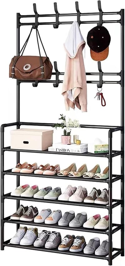 Famanu - Schoenenrek - Slank Metaal Organizer - 5 Verdiepingen - 80 x 28 x 175 cm