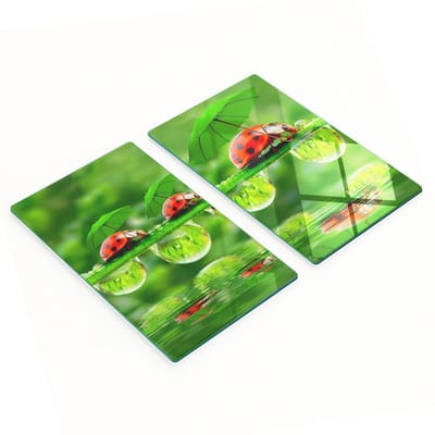Geharde multifunctionele decoratieve glazen borden met lieveheersbeestjemotief, 2x30x52 cm