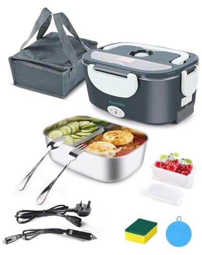 Draagbare elektrische lunchbox met verwarming - 3 in 1 voedselwarmer voor auto en thuis, lekvrij en gemakkelijk schoon te maken