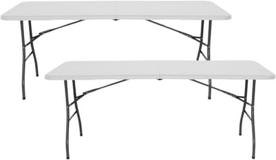 Klaptafel Set - Feesttafel Tafels - Buiten Binnen - Opvouwbaar Transportabel - 240 cm Lang - Wit
