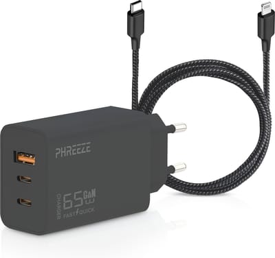 65w Usb adapter + Oplaadkabel geschikt voor iPhone 14/13/12/11/X/8/7/SE/6 - Lightning naar USB-C kabel - 2 meter