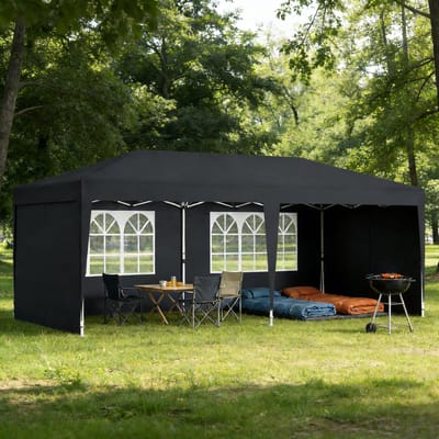 Paviljoen - Opvouwbaar Paviljoen 3x6m - Snel Op Te Bouwen - Tuinpaviljoen - Partytent - Opvouwbaar Tent - Met 6 Zijwanden - UV-bescherming - Hoogte Verstelbaar - Voor Tuin, Strand, Feest, Bruiloft, Festival En Camping - Antraciet - NAIZY