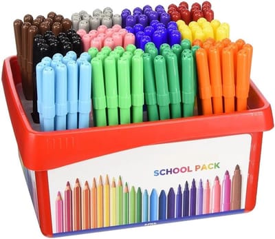 Famanu Turbocolor viltstiften, fijne punt 2,8 mm, schoolpakket, 144 verschillende kleuren, ideaal voor kinderen, feestjes en scholen