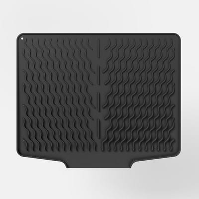 GELLDG Afdruipmat - Afdruipmat met afvoergaten - Siliconen afdruipmat - Geschikt voor het drogen van vaat, hittebestendig en antislip - Geschikt voor het afwassen, drogen, enz. - 40 cm * 32,8 cm - Zwart