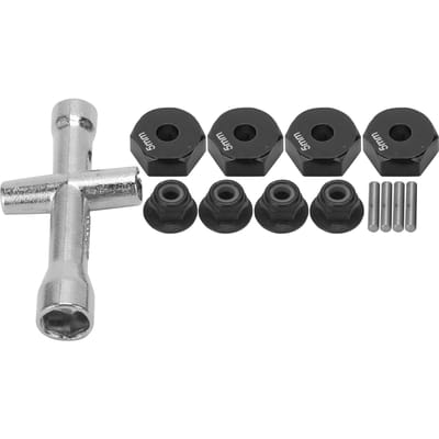 12mm Wiel 5mm Dikte Zeskant Adapter Kruissleutel M4 Antislip Moerset voor 1/10 RC Auto(Zwart )