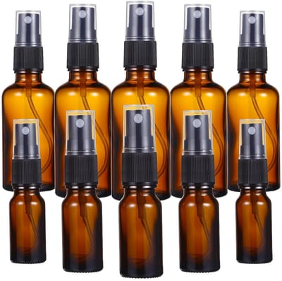 Dailygoods- Sprayflessen Set van 10 - Glazen Flesjes 10ml/50ml - Herbruikbaar - Flesjes voor Essentiële Olie - Flesjes voor Cosmetica - Kleine Flesjes