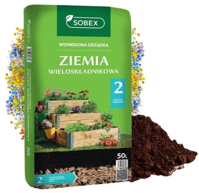 Sobex - Tuinaarde voor verhoogde bedden - 50L - 100% natuurlijke samenstelling - Geschikt voor groenten en kruiden