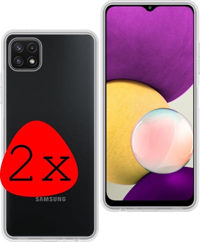 Hoesje 2 Stuks - Geschikt voor Samsung Galaxy A22 4G - Sterk & Shockproof - Case Siliconen - Back Cover - Telefoon Hoes - Transparant