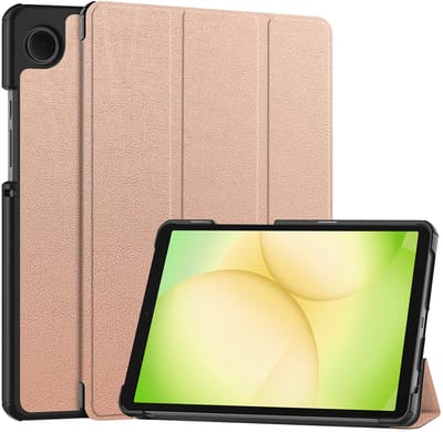 Hoes - Geschikt voor Samsung Galaxy Tab A11 - Dun & Stevig - Trifold Bookcase - Hard Cover - Hardcover Book Case - Tablet Hoesje - Rosé goud
