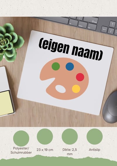 Akyol - verf palet Muismat - Kunst - schilders - mensen die houden van schilderen - verjaardagscadeau - verjaardag - cadeau - kado - geschenk - gift - 23 bij 19 cm