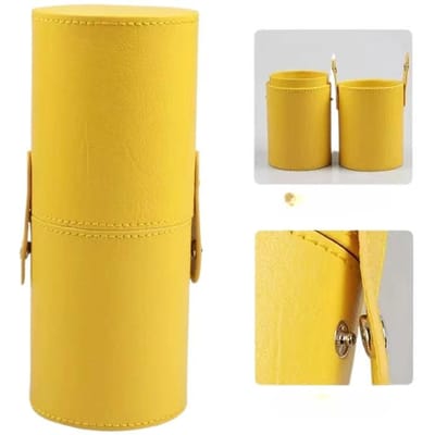 Lederen Reis Make-up Kwasten Pennenhouder Opberg Lege Houder Cosmetische Kwast Tas Kwasten Organizer Make-up Tools geel
