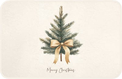 WC mat 60x40 cm - Antislip - Kerstboom - Kerst - Merry Christmas - Beige - Toiletmat - Vloermat - Douchemat - Toilet tapijt - Toiletmatten