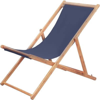 Opvouwbare Strandstoel - Houten Ligstoel - Relaxen Buiten - Verstelbaar Zonder Montage - Niet Gemonteerd - Blauw