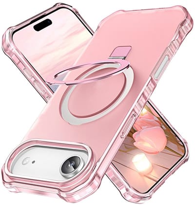 Coverup Hoesje - Geschikt voor iPhone Air Hoesje - Coverup ShockProof TPU Back Cover met MagSafe Compatible Ring Kickstand - Roze