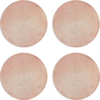 Krumble Placemat - Set van 4 - Placemats - Onderzetter - Rond - PVC - Tafelbeschermer - Onderlegger - Hittebestendig - Decoratieve placemat - Rond - Roségoud