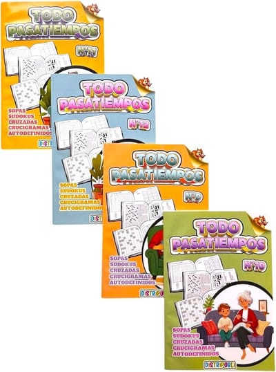 Hobby Boeken Set - Puzzel Boeken - Geest Stimuleren - 4 Boeken 344 Oefeningen - 24 x 165 cm