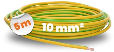 5 meter 10 mm² groen-geel aardingskabel - flexibele bedradingskabel voor elektrisch gebruik