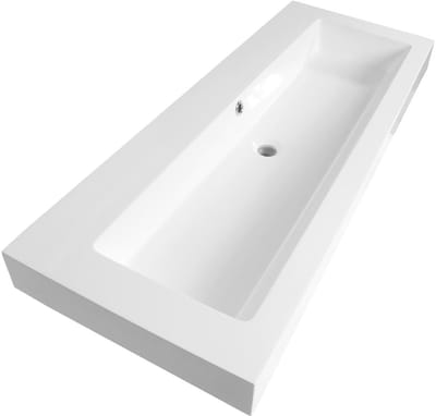 Brauer Solar Thick Wastafel - 120 cm - met 1 Spoelbak en 0 Kraangaten - Mineraalmarmer Zijdeglans Wit